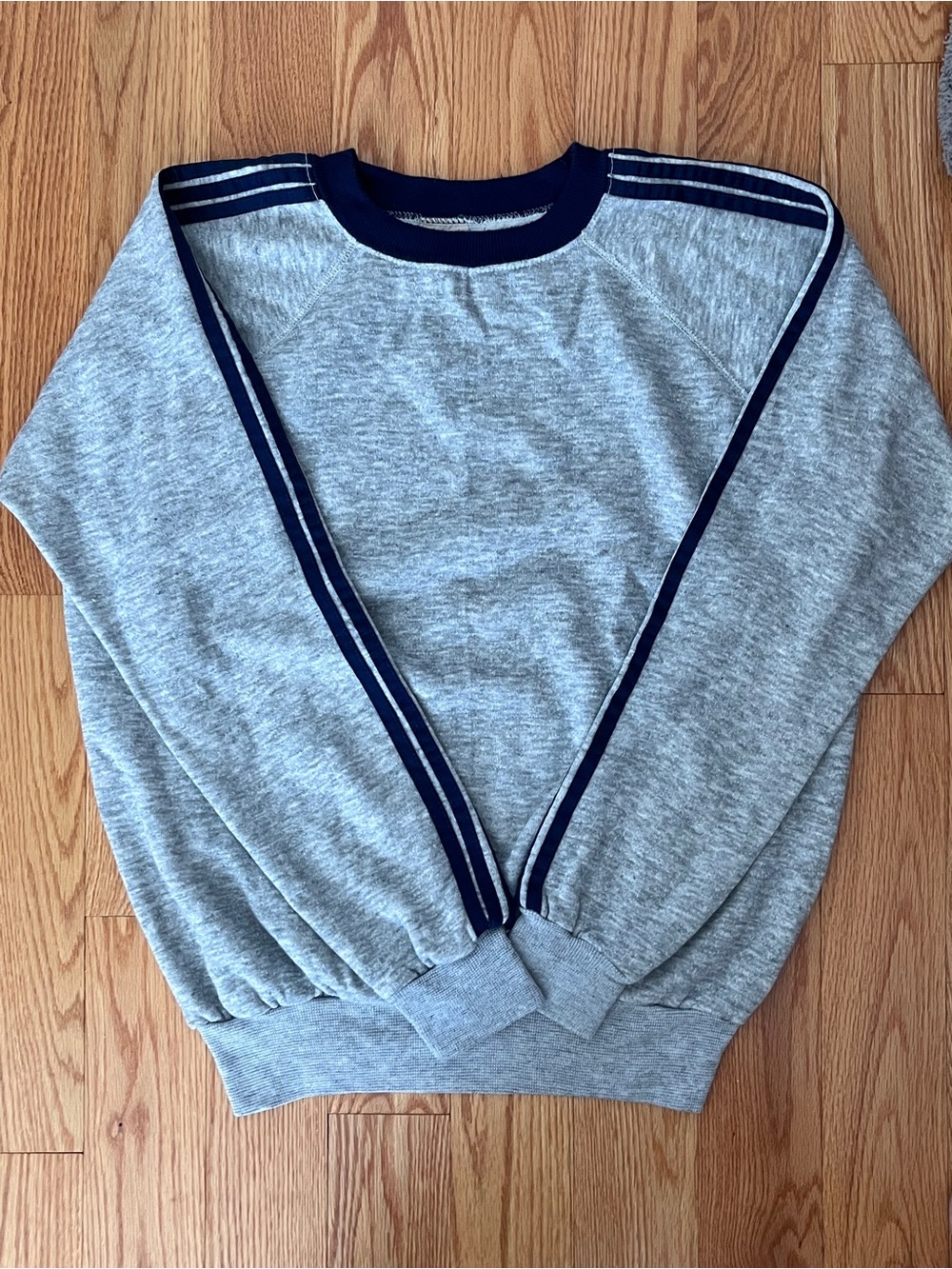 Vintage Heather Grey Navy Striped Sweatshirt